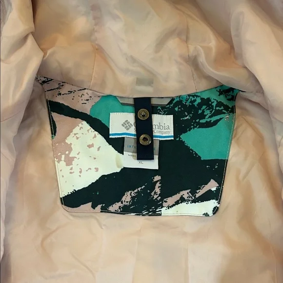 Women's columbia Teal & Pink Printed Insulated Winter Jacket size XL - Picture 6 of 10